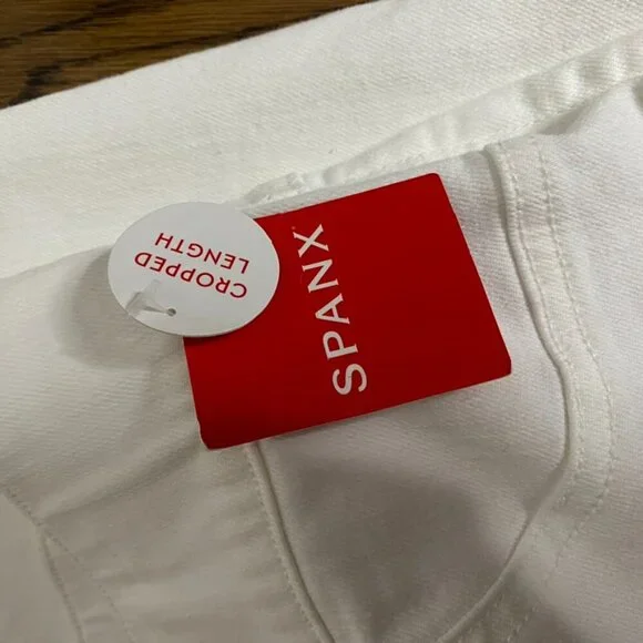 Spanx Cropped flare white pants size 2X women's wide elastic waist NWT - Picture 6 of 9